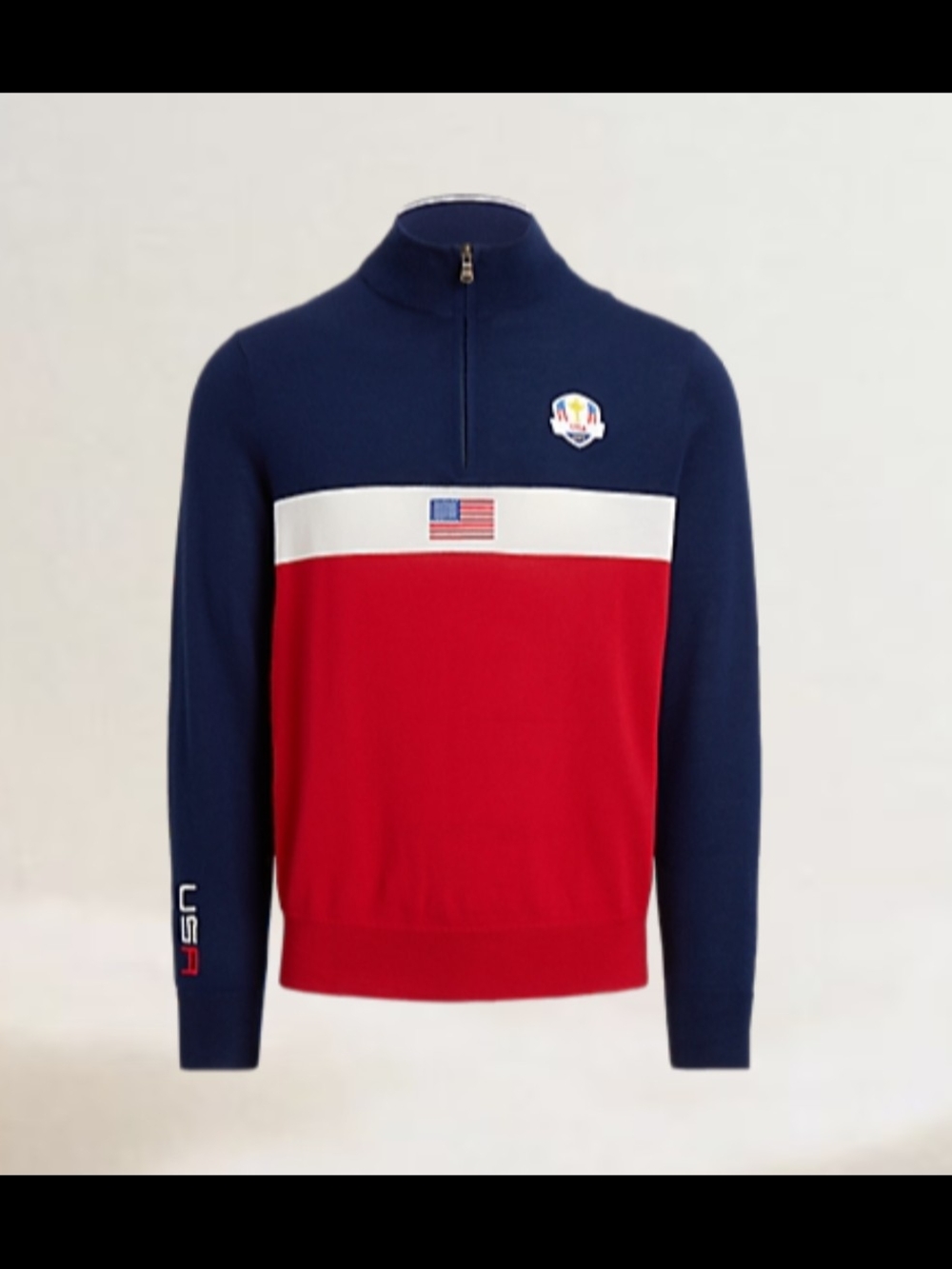 Polo by Ralph Lauren Navy/White/Red Colorblock Half-Zip Sweater